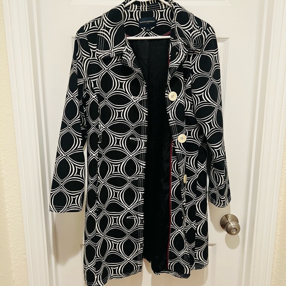 BANANA REPUBLIC Abstract Print Black/ White Cotton Trench Good condition - Picture 4 of 8